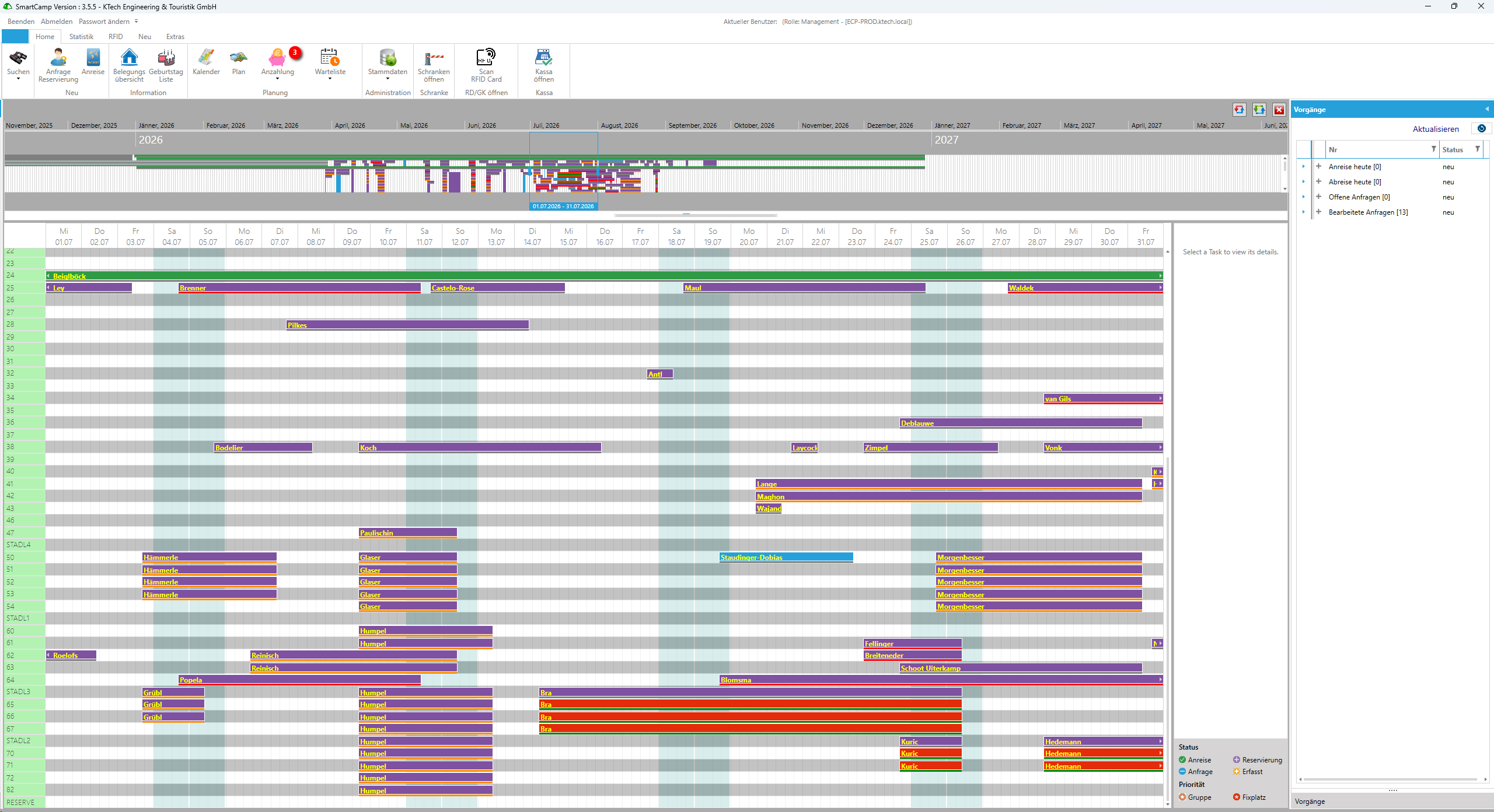 SmartCamp Kalenderansicht &ndash; Belegung, Reservierungen und Planung